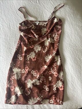 bp Floral Cowl Slip Dress in Brown and Pink